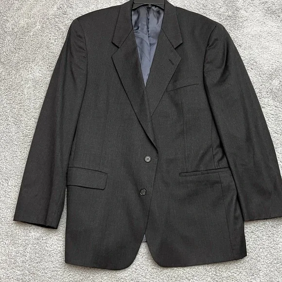 Hart Schaffner Marx Blazer Mens 46L Gray Excellent Wool Gold Trumpeter Jacket - Picture 1 of 11